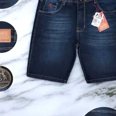 Bermuda jeans azul de lavagem média