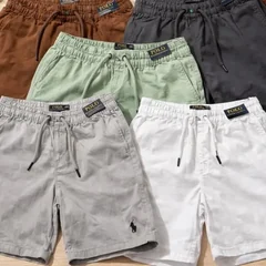 Bermudas de sarja em tons de bege, verde e marrom