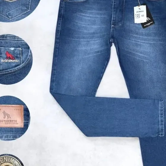 Calça jeans masculina de lavagem escura