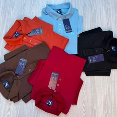 Camisas gola polo italiana dobradas em leque